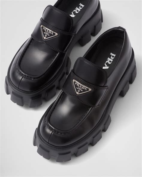 mocasdini prada|Brushed leather Monolith loafers .